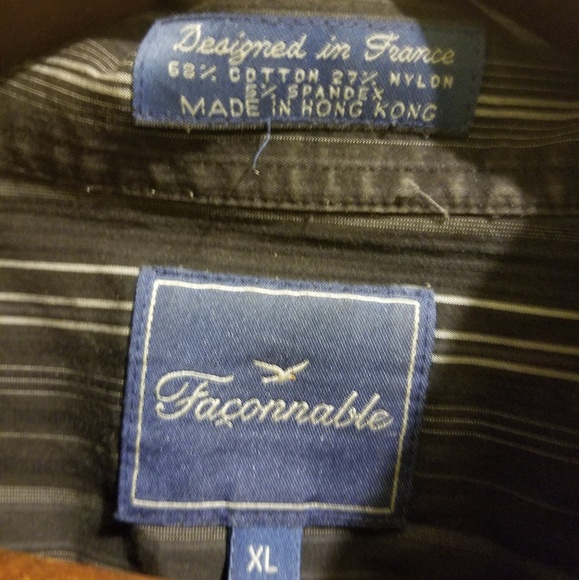 Façonnable Men's Black Striped Dress Shirt - Picture 4 of 6